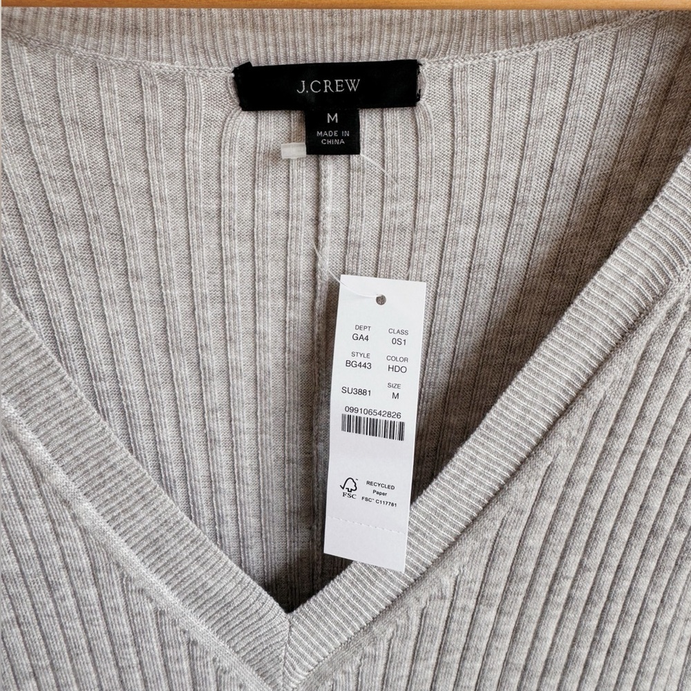 đź©¶ NWT J.Crew Gray Ribbed Silk Blend Sweater Dress Medium - Picture 11 of 11